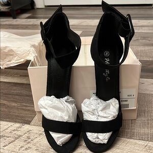 JustFab Black Strappy Heels with Ankle Strap